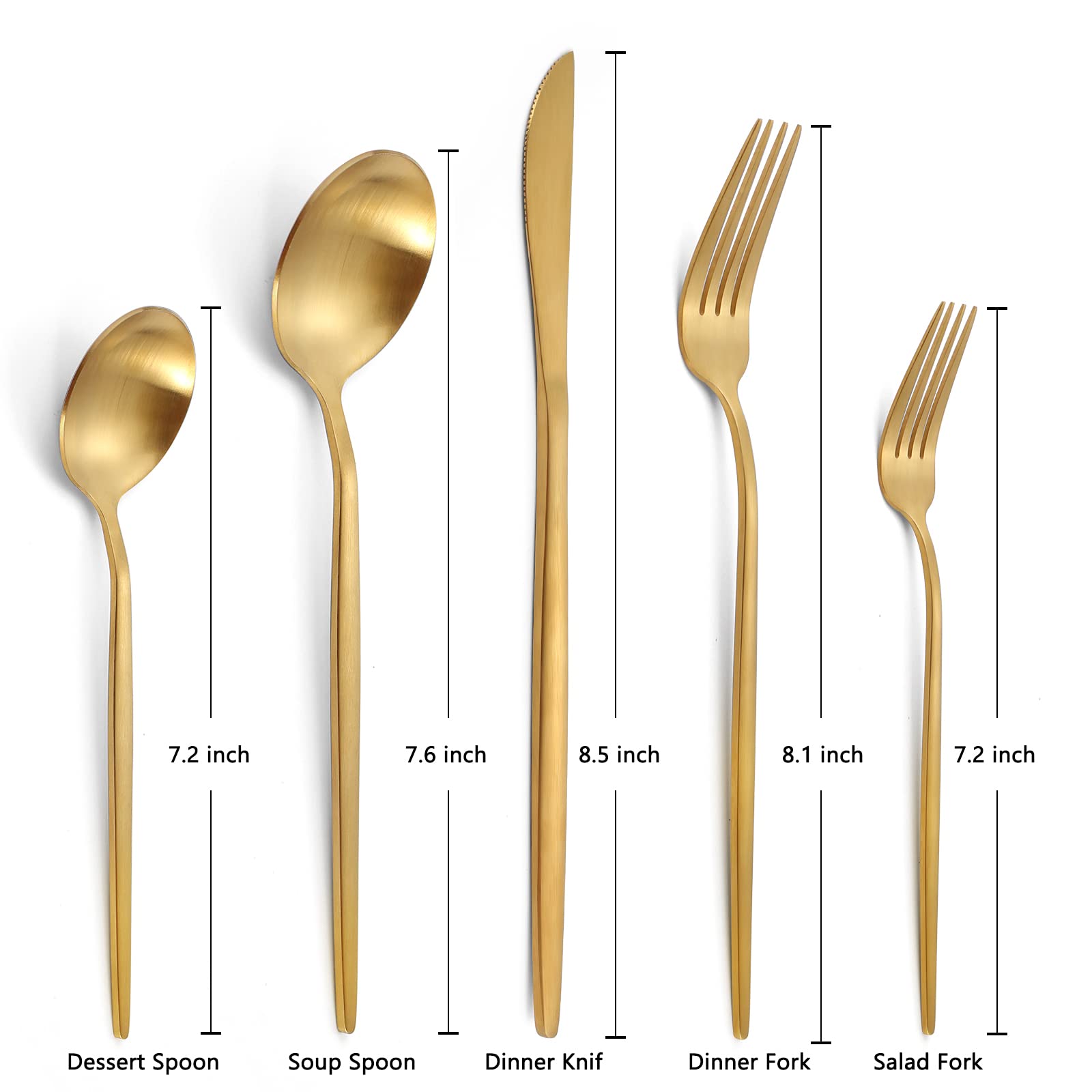 Matte Gold Silverware Set for 8  LAZAHOME Stainless Steel Flatware Cutlery Set  40-Piece Kitchen Utensil Set Include Spoons And Forks Set  Satin Polished Finished  Dishwasher Safe.